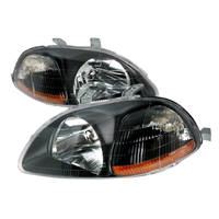 1996 - 1998 Honda Civic Crystal Headlights - Black