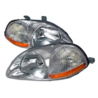 1996 - 1998 Honda Civic Crystal Headlights - Chrome