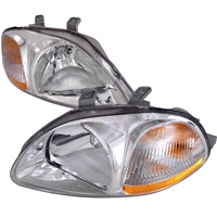 1996 - 1998 Honda Civic Crystal Headlights - Chrome