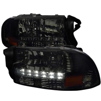 1998 - 2003 Dodge Durango Euro Style DRL Headlights - Smoke