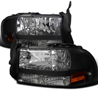 1997 - 2004 Dodge Dakota Crystal Headlights - Black
