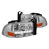 1998 - 2003 Dodge Durango Euro Style DRL Headlights - Chrome