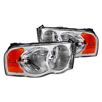 2002 - 2005 Dodge Ram 1500 Crystal Headlights - Chrome