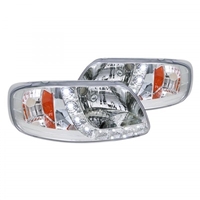 1997 - 2003 Ford F-150 1PC Euro Style DRL Headlights - Chrome