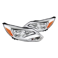 2012 - 2014 Ford Focus Euro Style Headlights - Chrome