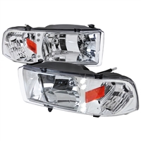 1994 - 2001 Dodge Ram 1500 Crystal Headlights - Chrome