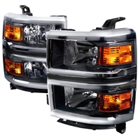 2014 - 2015 Chevy Silverado 1500 Euro Style Headlights - Black