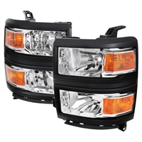 2014 - 2015 Chevy Silverado 1500 Euro V2 Style Headlights - Chrome