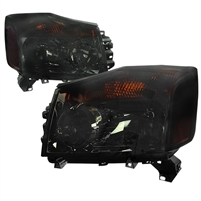 2004 - 2014 Nissan Titan Euro Style Headlights - Smoke