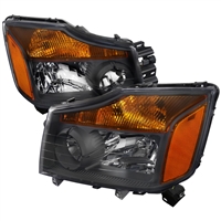 2004 - 2014 Nissan Titan Euro Style Headlights - Black