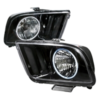 2005 - 2009 Ford Mustang Crystal LED Halo Headlights - Black