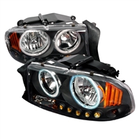 1998 - 2003 Dodge Durango Crystal CCFL Halo Headlights - Black