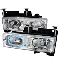 1988 - 1998 Chevy C/K Series Crystal LED Halo Headlights - Chrome