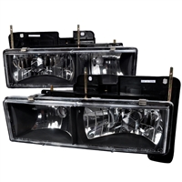 1988 - 1998 Chevy C/K Series Crystal Headlights - Black