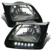 1997 - 2003 Ford F-150 Euro Style DRL Headlights - Smoke