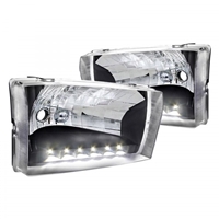 1999 - 2004 Ford Super Duty Euro Style DRL Headlights - Black