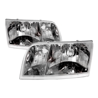 1998 - 2011 Ford Crown Victoria Crystal Headlights - Chrome