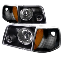 1993 - 1997 Ford Ranger Projector Headlights + Corner Lights - Black