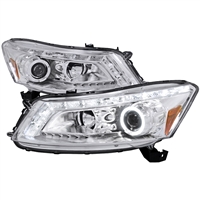 2008 - 2012 Honda Accord 4Dr Projector Switchback DRL LED Halo Headlights - Chrome