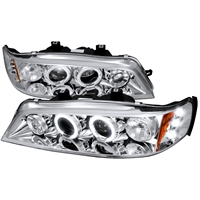 1996 - 1997 Honda Accord Projector LED Halo Headlights - Chrome