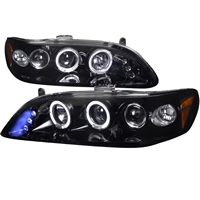 1998 - 2002 Honda Accord Projector LED Halo Headlights - Black/Smoke