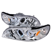 1998 - 2002 Honda Accord Projector LED Halo Headlights - Chrome