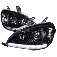 1998 - 2001 Mercedes ML-Class W163 Projector DRL Headlights - Black/Smoke