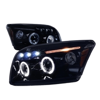 2007 - 2012 Dodge Caliber Projector LED Halo Headlights - Black/Smoke