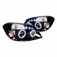2005 - 2010 Chevy Cobalt Projector LED Halo Headlights - Black/Smoke