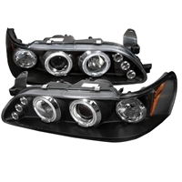 1993 - 1997 Toyota Corolla Projector LED Halo Headlights - Black