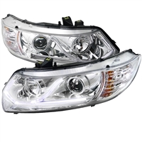 2006 - 2011 Honda Civic 2Dr Projector Light Bar DRL Headlights - Chrome