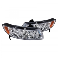 2006 - 2011 Honda Civic 2Dr Projector LED Halo Headlights - Chrome