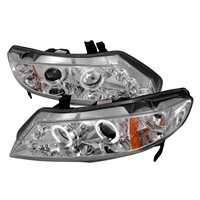 2006 - 2011 Honda Civic 4Dr Projector LED Halo Headlights - Chrome