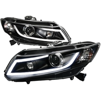 2012 - 2015 Honda Civic 4Dr / HB Projector Light Bar DRL Headlights - Black