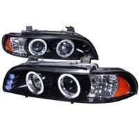 1997 - 2003 BMW 5-Series E39 Projector LED Halo Headlights - Black/Smoke