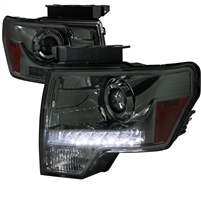 2009 - 2014 Ford F-150 Projector DRL Headlights - Smoke