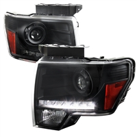 2009 - 2014 Ford F-150 Projector DRL Headlights - Black