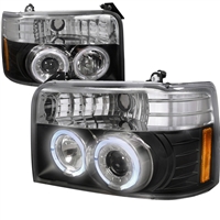 1992 - 1996 Ford F-150 Projector LED Halo Headlights - Black