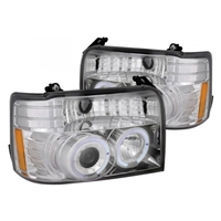 1992 - 1996 Ford F-150 Projector LED Halo Headlights - Chrome