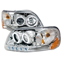 1997 - 2003 Ford F-150 Projector LED Halo Headlights - Chrome