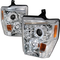 2008 - 2010 Ford Super Duty Projector LED Halo Headlights - Chrome