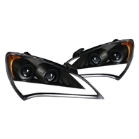 2010 - 2012 Hyundai Genesis Coupe Projector Switchback Sequential Light Bar DRL Headlights - Black