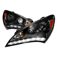 2010 - 2012 Hyundai Genesis Coupe Projector DRL Headlights - Black