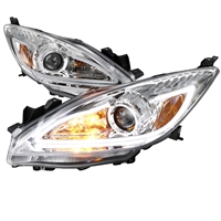 2010 - 2013 Mazda3 Projector DRL Headlights - Chrome
