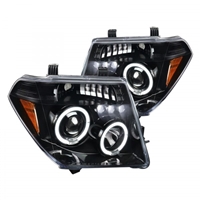 2005 - 2008 Nissan Frontier Projector LED Halo Headlights - Black