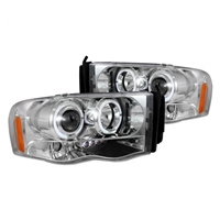 2002 - 2005 Dodge Ram 1500 Projector LED Halo Headlights - Chrome