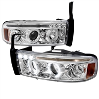 1994 - 2001 Dodge Ram 1500 Projector LED Halo Headlights - Chrome