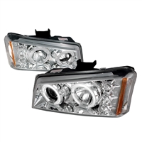 2003 - 2007 Chevy Silverado Projector LED Halo Headlights - Chrome