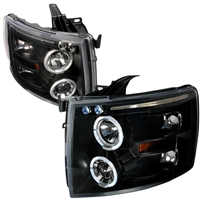 2007 - 2013 Chevy Silverado Projector LED Halo Headlights - Black