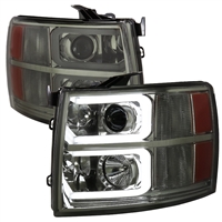 2007 - 2014 Chevy Silverado HD Projector Light Bar DRL Headlights - Smoke